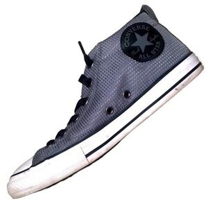 CONVERSE ALL STAR | Chuck Taylors Grey Checkered + Black Sneakers, US Size 6.